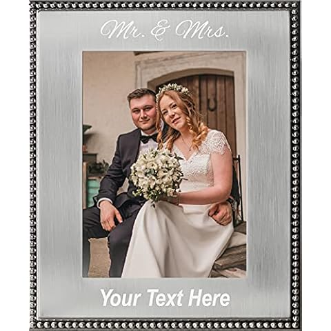 PersonalizationStreet - Wedding: Mr. & Mrs. Personalized 5" x 7" Vertical Silverplated Metal Photo Frame with Free Custom Engraving, Shipping and Photo Print of Your Special Photograph Cover