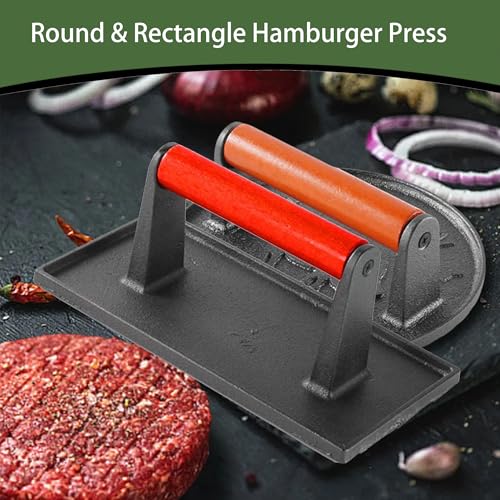 SanKonfu Cast Iron Burger Press, 8.6x4.3 inch Rectangle, Wood Handle by SanKonfu - Used condition - Image 6