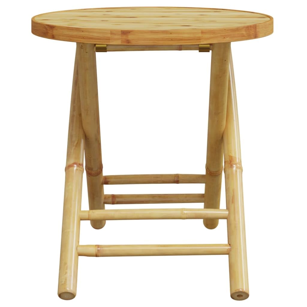 Set bistrot pieghevole con cuscini 3 pezzi bambù grigio scuro set di mobili da tavolo e sedie, per terrazza, tipo bistrot, piccoli balconi, terrazze
