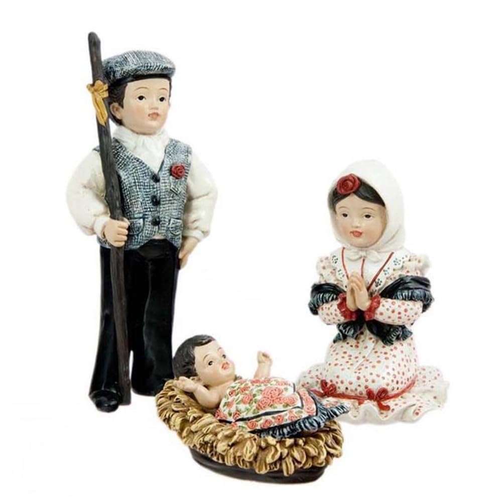 Nacimiento Misterio Belén Regional Madrileño 3 Piezas 15 cm. Figura Navidad Niño Jesús Asturias