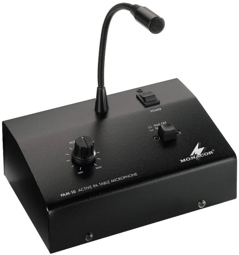 Monacor 10 WRMS 4–16Ohm PA Verstärker mit Zone Paging Mikrofon