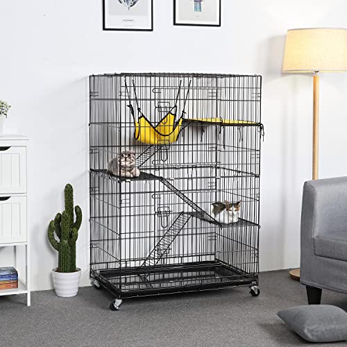 image for Yaheetech 49'' Collapsible Cat Cage 4-Tier Metal Cat Kennel Ferret Enc