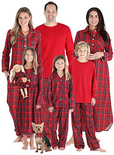 SleepytimePJs Matching Family Christmas Pajama Sets, Red Flannel - Women's Lounger (STM-3050-W-1002-Lrg)