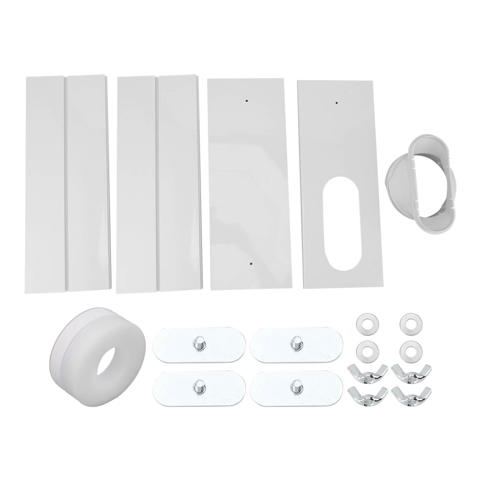 Portable AC Window Vent Kit with 5" Exhaust Hose, Adjustable Universal Window Seal for Sliding Horizontal or Vertical Fenster for Portable Air Cond (4 Plates for 140cm Window)