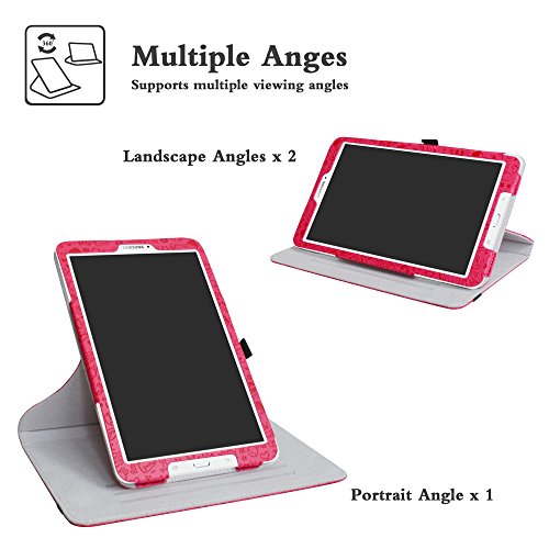 Galaxy Tab E 9.6 Rotating Case,Mama Mouth 360 Degree Rotary Stand With Cute Cover For Samsung Galaxy Tab E 9.6 / E Nook 9.6 Inch T560 T561 T567 Verizon 4G Lte,Rose Red #TOP3