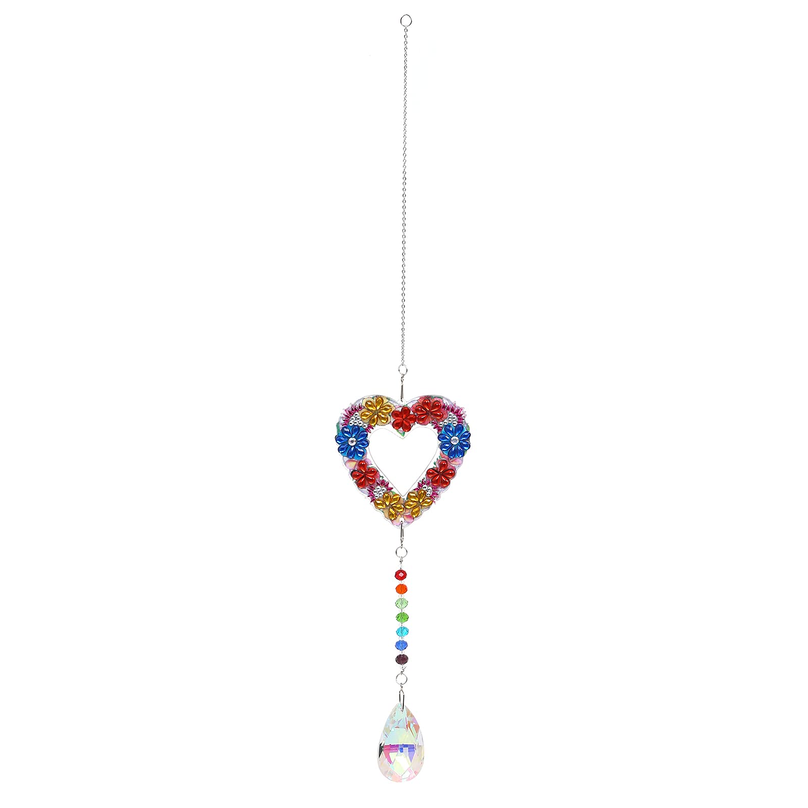 5D Diamond Painting Wind Chime Suncatcher Kits DIY Window Hangings Sun Catchers Diamond Art Crystal Hanging Decoration for Home, Garden, Bedroom, Indoor and Outdoor (Love Heart)