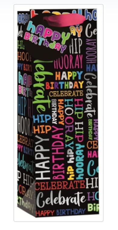 AbbeyShake bottle gift bags one size multicoloured - Pack of 6 (Black happy birthday celebration desing) โ image 1