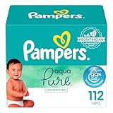 Pampers Aqua Pure Baby Wipes, 99% Water, Fragrance Free, 112 Baby Wipes Total (2X Flip-Top Packs)