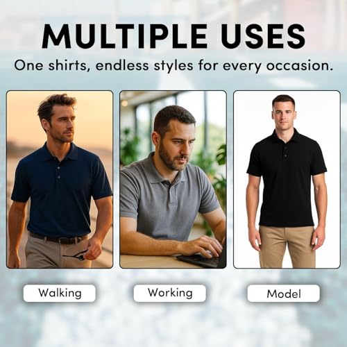 BenBen 5 Pack Men Polo Shirts Short Sleeve Moisture Wicking Quick Dry4