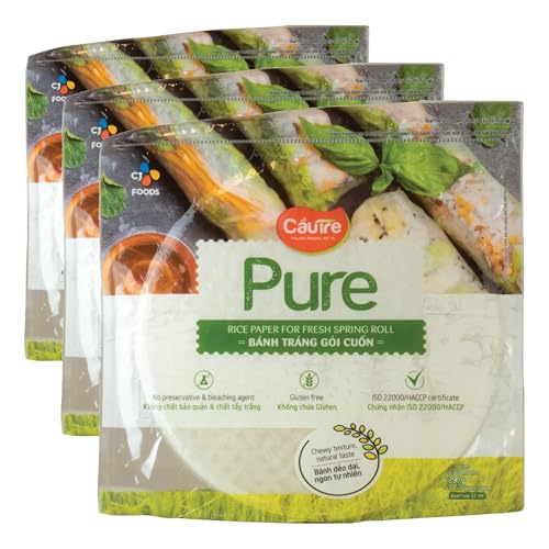 Cau Tre Papel de arroz redondo de 22 cm de diámetro - 280 gr (Paquete de 3)