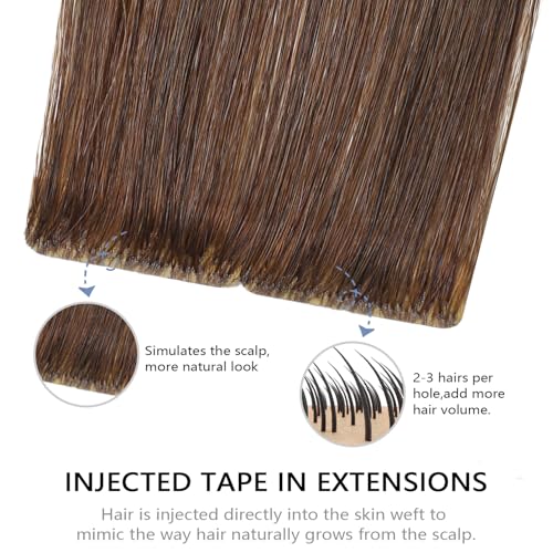 Image of COOKAYU Invisible Tape in Human Hair Extensions, Medium Brown