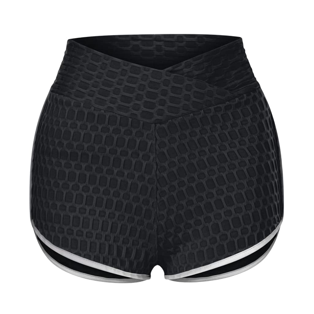 Women High Waist Yoga Shorts Home Gym Sports Fitness Black S|Clothing, Shoes & Accessories | Womens Clothing | Shorts-image-46