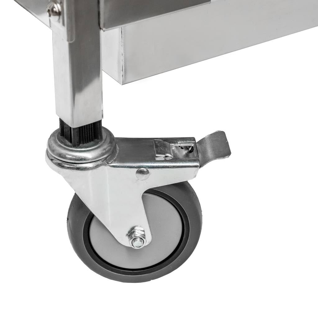 Mega-M Carrello da portata in acciaio inox, 3 piani, 85 x 45 x 90 cm, con 4 ruote e freni, colore: argento/nero, telaio in alluminio