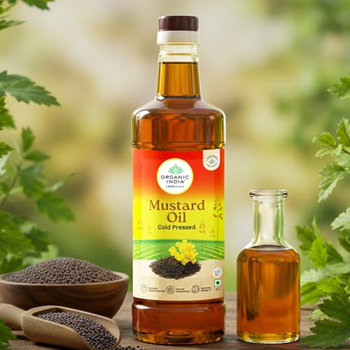 Image of Organic India Mustard Oil, 1000ml | Lab Tested on 250+ Parameters | Certified Organic| Cold Pressed Oil | Kachi Ghani Sarso Ka Tel with Natural Flavour | Perfect for Daily Cooking and Healthier living