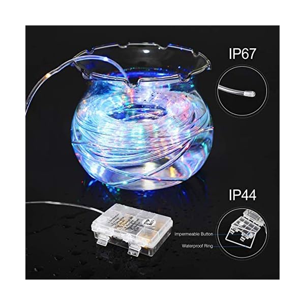 Fitybow led rope lights battery operated string lights 40ft 120 leds 8 modes hanging fairy lights dimmable/timer with remote for camping party halloween christmas decoration - image 3