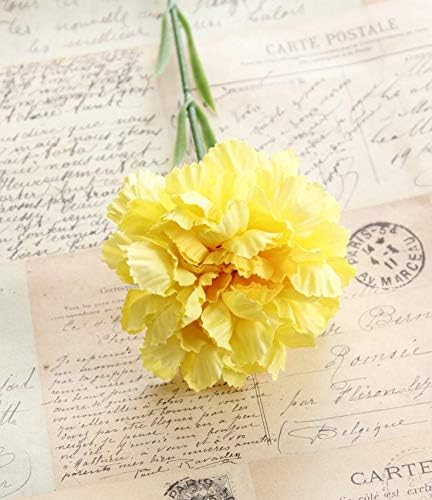 Leoyoubei 20 inch Bouquets 10 Stem Carnations,Outdoor UV Resistant No Fade Artificial Flower,Carnation Silk Petals Fake Flowers Forever Plants for Home Party and Wedding Decor (Yellow) - Image 4
