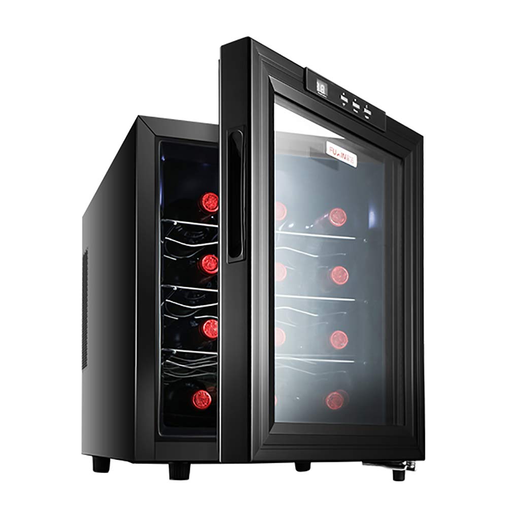 Freestanding 18 Bottles Wine Fridge, temperature zones 12-18 ° Button Wine Cooler, Wine Fridge Celler, Black,Countertop