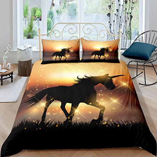 sonicpony Duvet Cover Set Twin Size Comforter Cover for Gilrs Women Bedding Sets 3D Print Cute Animal Duvet Cover with Pillowshames No Comforter(Sunrise, Twin)
