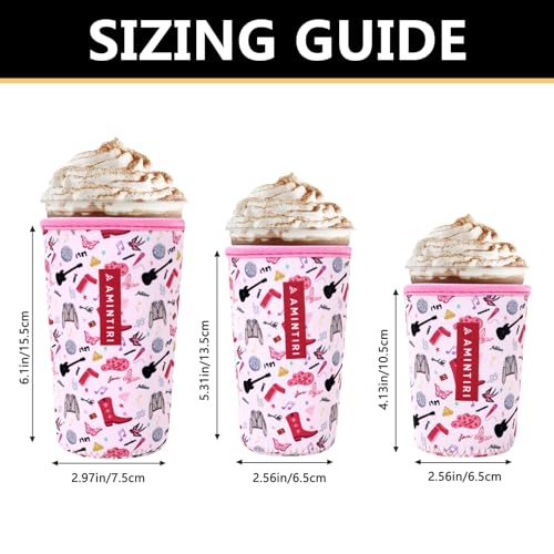 Image of 3 Pack Reusable Sleeve for Iced Coffee Cup, Coffee Neoprene Sleeve for Iced&Hot Drinks, Coffee Sleeve Compatible with Starbucks, Dunkin Coffee Cup. (On Tour Pink)