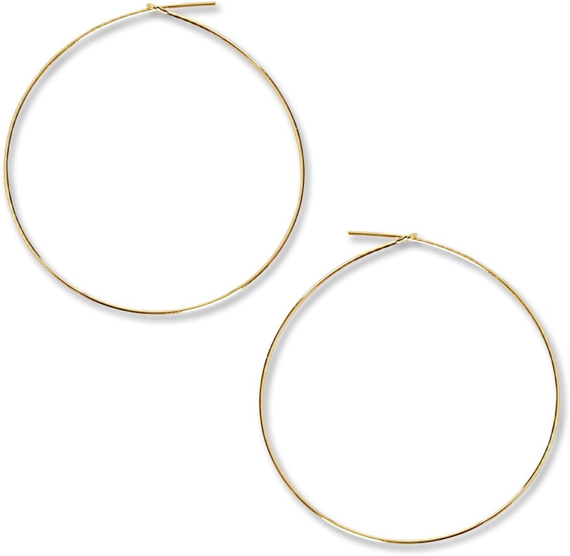 Thin Hoop Earrings for Women - Hypoallergenic Lightweight Wire Threader Loop Drop Dangles - Safe for Sensitive Ears - Plated in 925 Sterling Silver or 18K Gold
