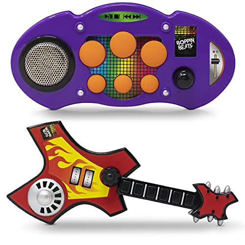 CandyRific Boppin Beats Handheld Musical Instruments: Electric Guitar and Beat Mixer Combo Set Kids Toys - Compact Play Mode and Sounds for Boys & Girls