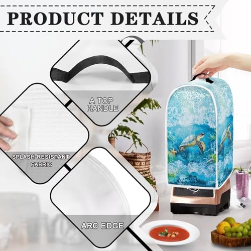 Image of Talayituse Turtle Starfish Coral Print Blender Dust Cover, Fingerprint Protection Cover for Stand Mixer or Coffee Machine, Home Kitchen Appliance Covers for Stain Dust Resistant Supplies
