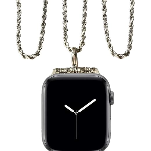 Stainless Steel Chain Necklace Smartwatch Band 42mm Series 3 2 1 / 44mm Series 4 New Polished Silver Metal Twisted Style Rope Neckband Replacement Accessories Wearable Technology Women Men