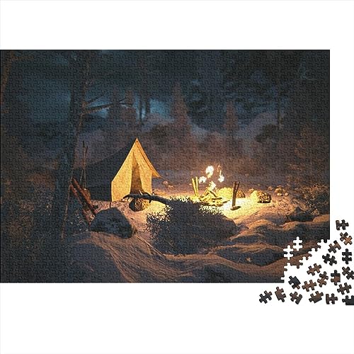 Puzzle 3D en bois feu de camp de 1000 pièces, une œuvre d'art minutieuse pour adulte