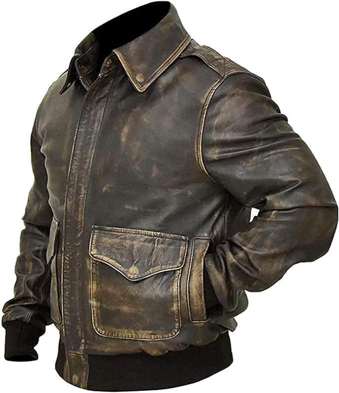 RAF Aviator WWII Men's A2 Military Cockpit Pilot Vintage Real Leather Bomber Jacket for Men (US, Alpha, Small, Regular, Regular, A2 Bomber Dusty Brown)