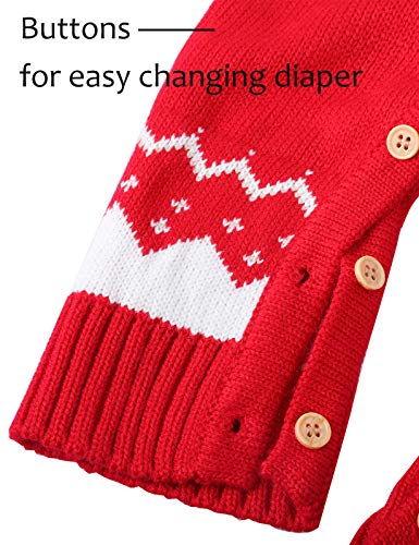 MOMBEBE COSLAND Baby Kerst Gebreide Romper Rendier Onesies Sweater Jumpsuit Mouwloze Outfit 0-24 Maanden - Afbeelding 7