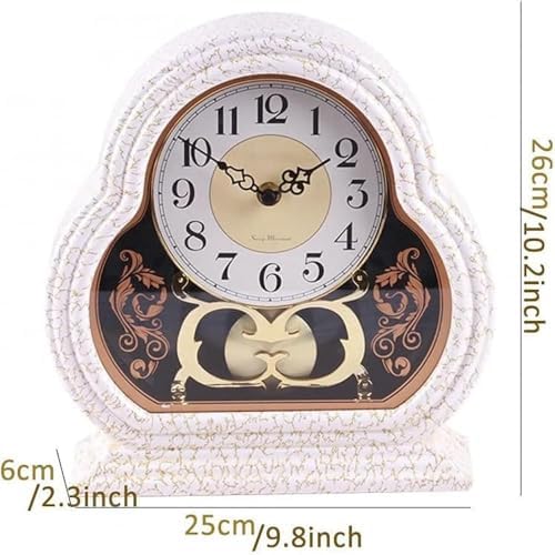 Mantel Clock - Decorative Chime, Battery Operated, Silent Design for Living Room, Office, Tabletop Decor