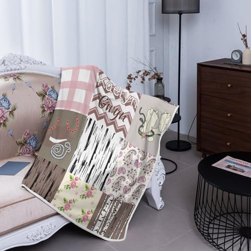 GoTussWO Personalized Gift Floral Wild West Cowboy Boot Safe Blanket, Stroller Canopy Replacement,40x50Inch