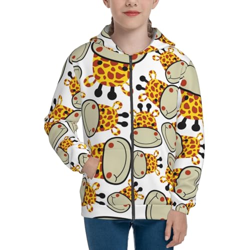 Giraffes Head Kids Pullover Hoodies Boys Zip Up Sweatshirts Girls Athletic Clothes with Pocket3