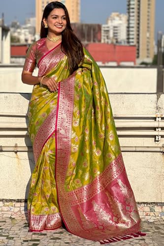 Image of SGF11- Women's Kanjivaram Woven Soft Silk Saree With Blouse Piece
