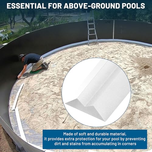 Image of 48-Inch Peel and Stick Pool Cove Foam for Above Ground Pools, 19-Pack High-Density Waterproof Foam Cove Strips, Pool Liner Guard Base Support System, Covers 76 ft, White