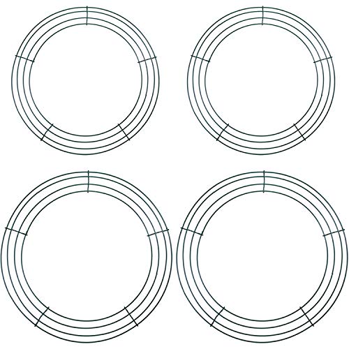 URATOT 4 Pack 12 Inch and 14 Inch Metal Wreath Frame Christmas Dark Green Wire Wreath Ring Round for Christmas Wedding Holidays Valentines Garden Home Party Decorations