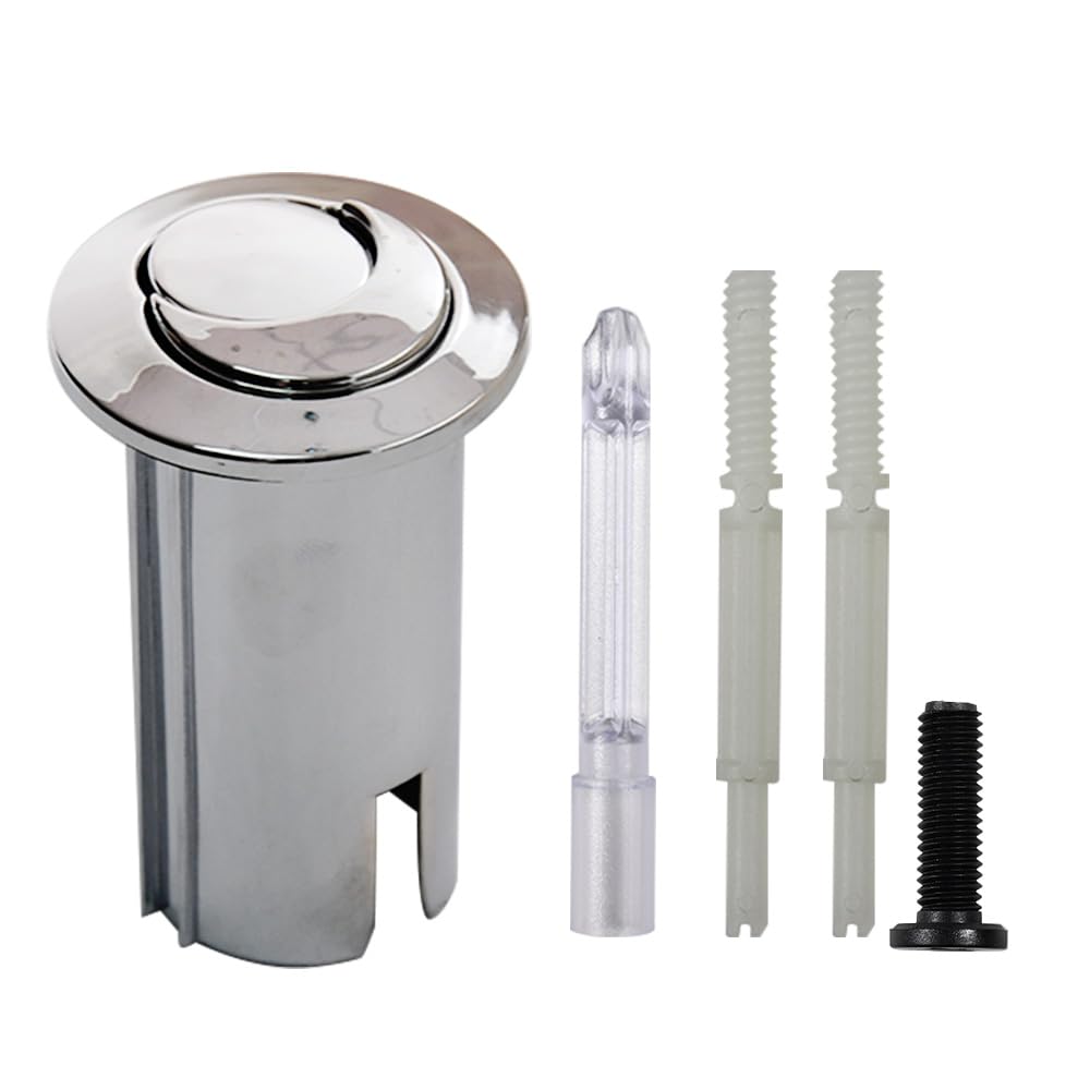 D2D Dual Flush Push Button AH0001700R Long Body Threaded Rod Compatible with Toilets Button A822044001, Silver, 7 cm x 7.5 cm x 5 cm