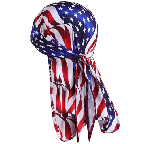 YANIKY Bandanas Do Rag Skull Caps for Men Women Breathable Helmet Liner Multifunctional 3 in 1 Face Covering Bandana Hat UV Sun Protection Neck Drape Cycling Hat Durags (Flag)