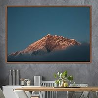 Framed Canvas Wall Art Mountainscape Aerial Dramatic Landscape Mountain Top Multicolor Photography Realism Rustic Warm - 16x24 inches