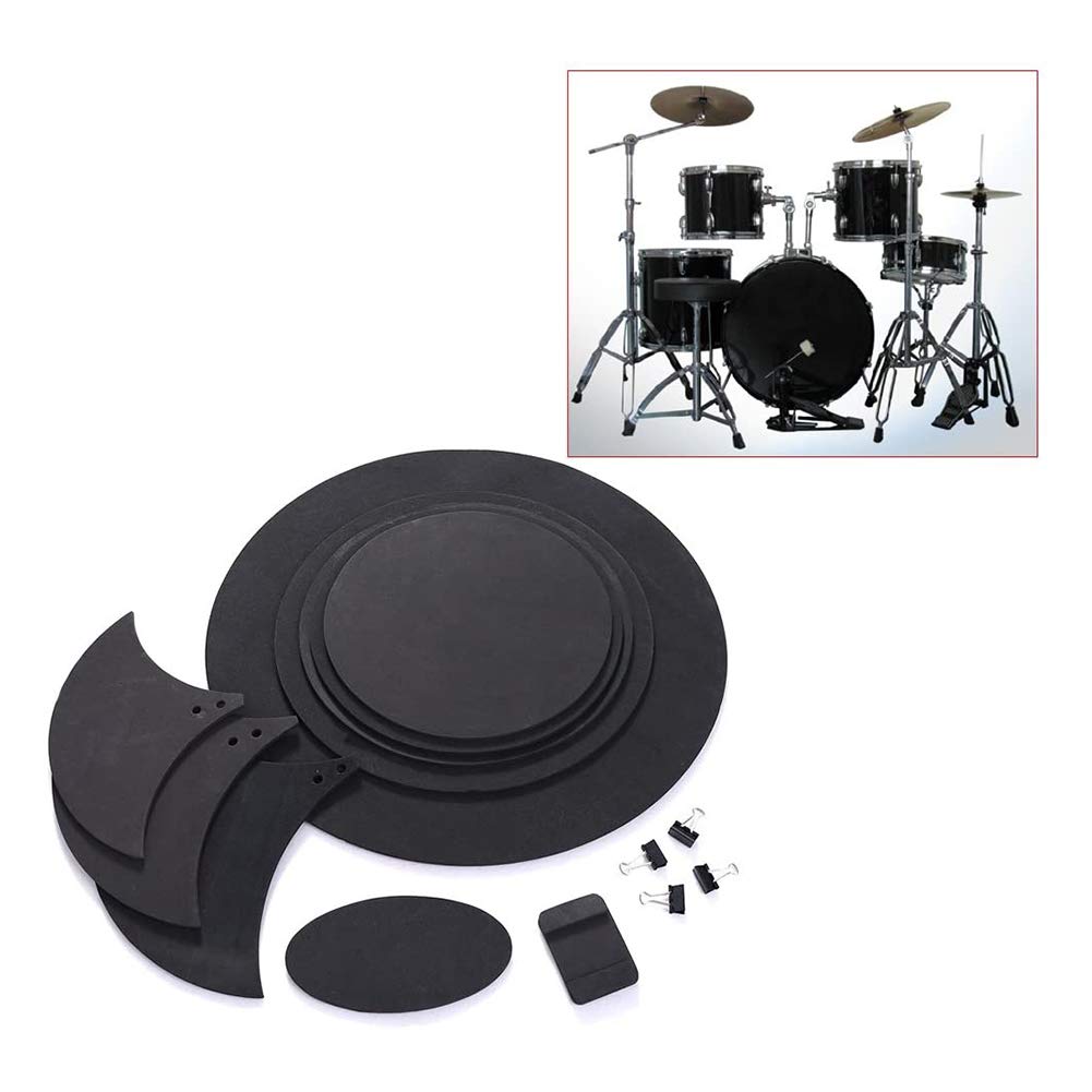 Sourdines Pour Batterie Silencer Drum Set Pads Mute Cinq Tambours Trois Cymbales Jazz Drum Mute Pad Drumming Pratique En Caoutchouc Pad Set 10piece Set Noir