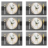 Placemats for Dining Table Set of 6, Heat Resistant Place Mats Woven Vinyl Placemats, Non-Slip Stain...