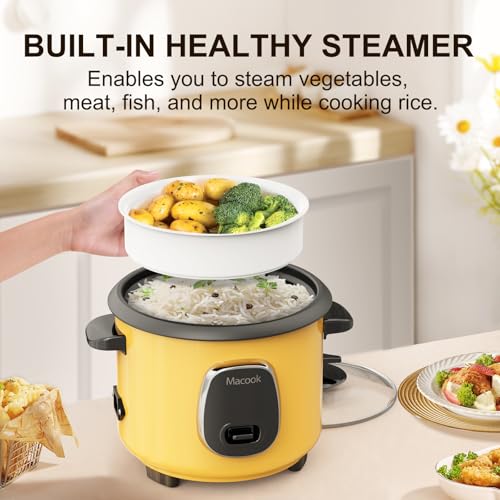 Macook Rice Cooker & Steamer (0.6 Liters, 6 Cups Cooked Rice) with LED Screen, Suitable for 1-6 People, Non-Stick Inner Pot, BPA-Free, Anti-Burning Design, Automatic Keep-Warm, Overheat Protection - Image 5