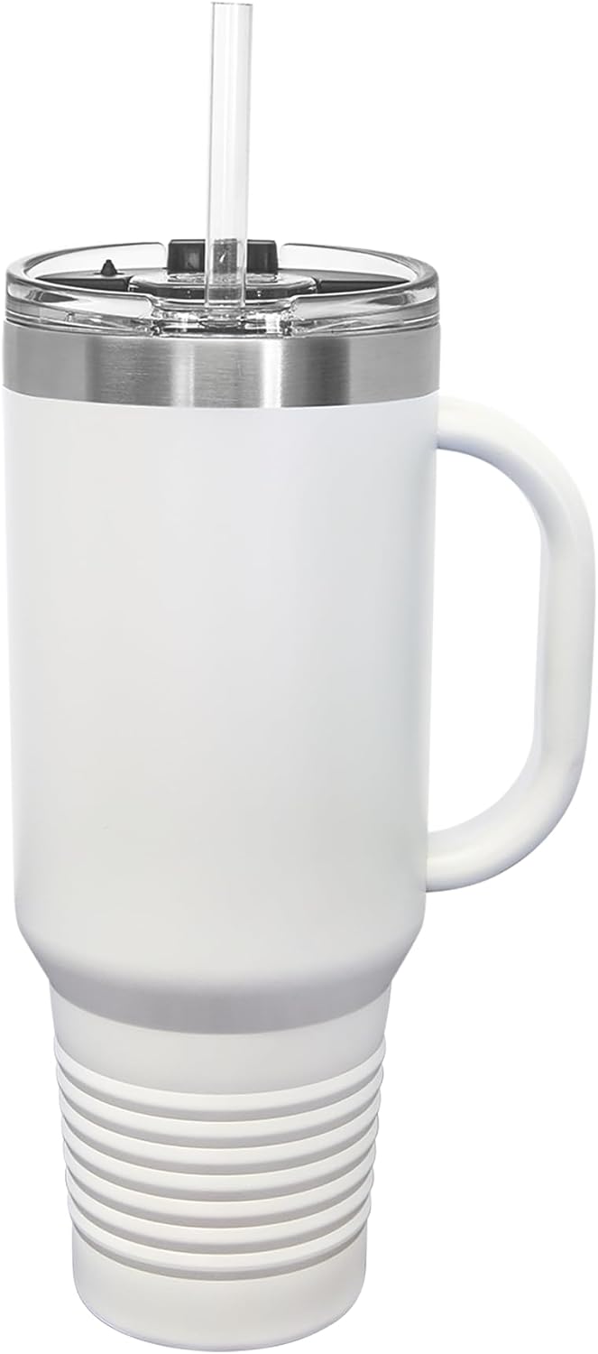 LaserGram 40oz Vacuum Insulated Travel Mug with Handle, Urology, Personalized Engraving Included (White)