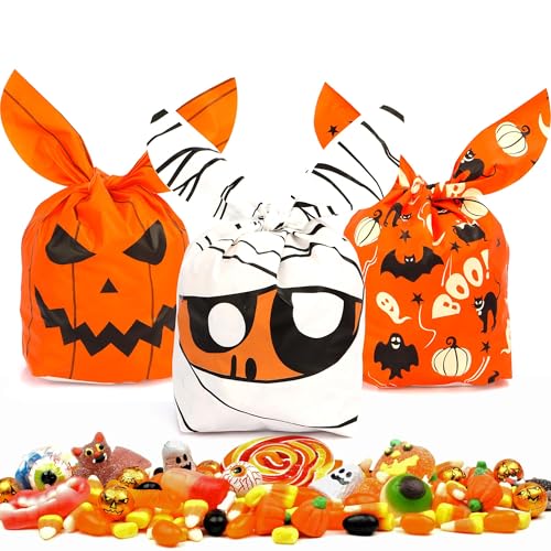 Halloween Sweet Bags,150 Pack Treat Bags For Trick Or Treat & Halloween Parties,Rabbit Ear Candy Bag,Gift Bag,Perfect For Candy,Chocolate & Popcorn - Party Supplies