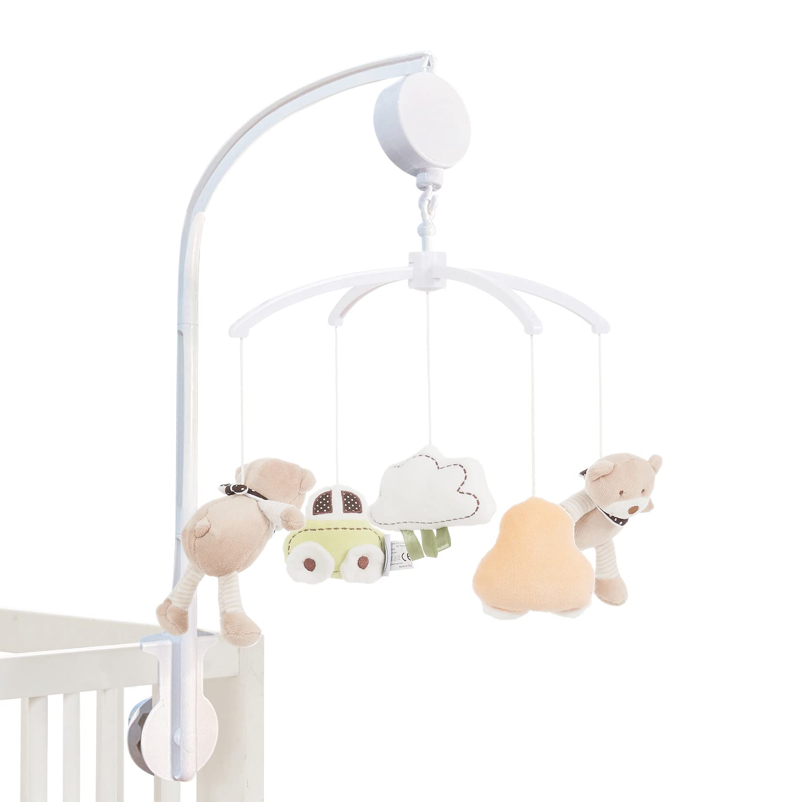 MiniDream Musical Cot Mobiles for Babies, Wind Up Music Mobile That Plays a Gentle Lullaby, No Need for Batteries, Includes 360 Degree Rotating Hanging Soft Toys (Safari)