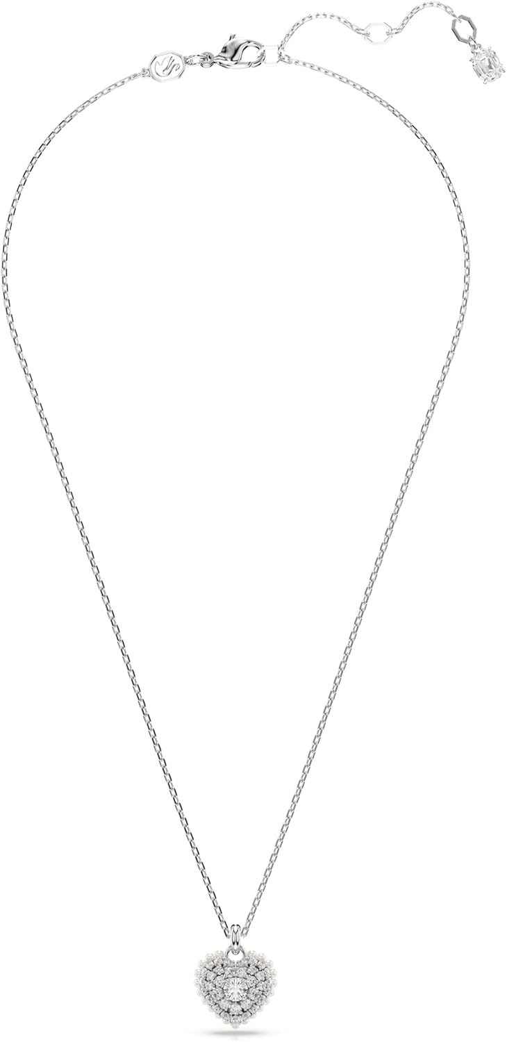 Swarovski Idyllia Pendant Necklace, Heart Pendant with Clear Round-Cut Stone and Clear Round Crystals in a Rhodium-Finished Setting, Part of the Swarovski Idyllia Collection - Image 2