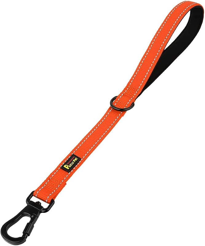 Guia curta para cães com alça acolchoada e mosquetão de trava PLUTUS PET, Orange, 45,72 cm