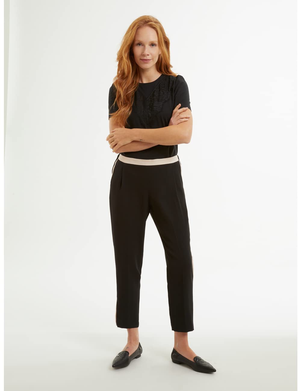Oltre Pantaloni Wide Leg Miami in Maglia Nero lencicol Donna Abbigliamento