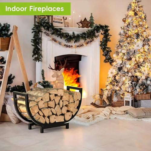 Soporte para interiores de leña con estructura estable y acabado premium negro 3