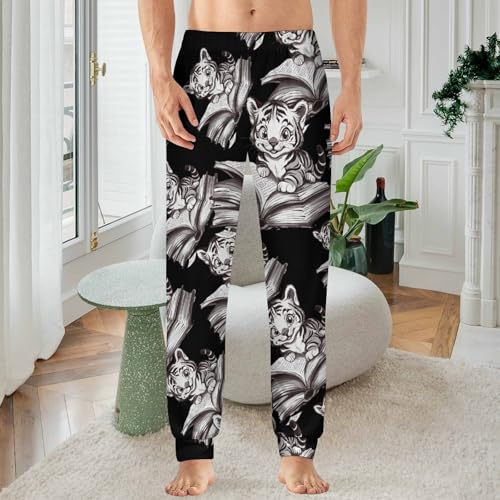 Tiger Cat Book Men's Pajamas Pants Lightweight Sleep Lounge Pant Pjs Bottoms Casual Sleepwear2